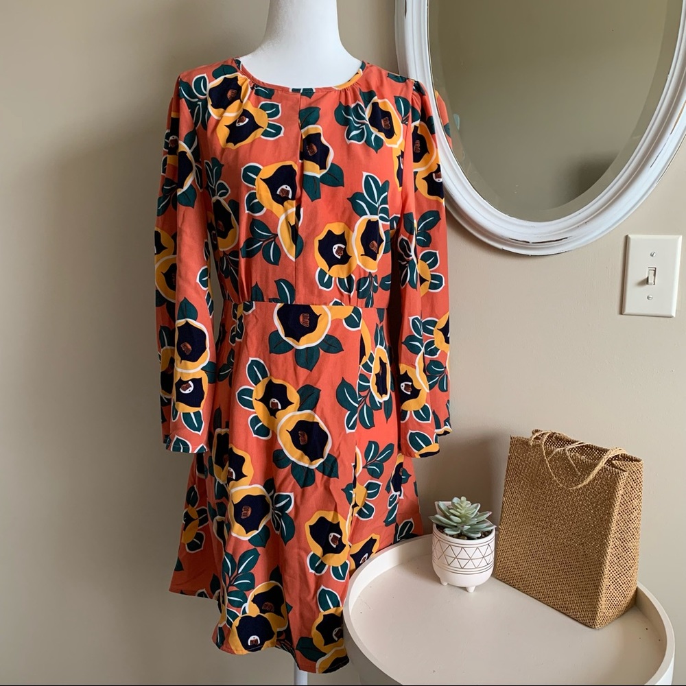 🦉/Love+Harmony Bell Sleeve Peach Mini Dress Sz M